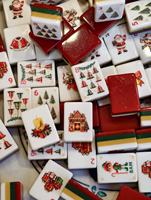 160 tuiles de Mahjong américaines traditionnelles de Noël, rouges, en acrylique 4 couches, cadeaux de Noël luxueux et divertissement pour les fêtes