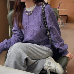 Hilo de Algodón Escaneable Versión Original para Bordado, Rafia Clásica con Cuello Torcido, Suéter de Punto de Manga Larga para Otoño - Product Image 3