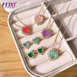 Colgantes coloridos de estilo brasileño, joyería de vidrio chapado en oro de <span class=keywords><strong>18</strong></span> <span class=keywords><strong>K</strong></span>, colgante de corazón, collar - Product Image 6