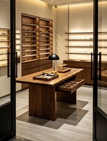 Vitrine d'exposition de lunettes de soleil et montures optiques M&S avec éclairage LED, écologique, personnalisable, durable, en verre trempé