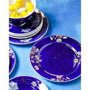 Service de table Paolapellicciotti Serraguemin Blue Dessert, peint à la main avec des fleurs blanches, collection 0g - Product Image 2