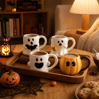 Meilleure Vente 2026 : Tasse Citrouille en Céramique pour Halloween, Motif Visage de Fantôme, 420 ml, Sans Plomb, Céramique de Qualité Alimentaire, Vente en Gros