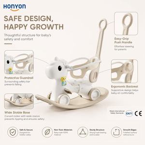 Cheval à <span class=keywords><strong>bascule</strong></span> pour bébé 3-en-1 écologique en HDPE, trotteur et porteur pour enfants de 1 à 4 ans - Product Image 5