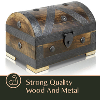 Boîte de rangement de coffre au trésor de pirate avec serrure 12,2x7,1x7,1 "Boîte cadeau en bois-Boîte de coffre en bois vintage décorative faite à la main unique