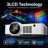 Projecteur laser WXGA 6500 lumens, courte focale 0,44:1, installation à 360 degrés pour projection commerciale