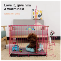 Cage pour chien pliable robuste de haute qualité avec cadre en fer, fermeture à bouton-pression, double porte, plateau en plastique thermolaqué, Easy Box