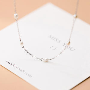 Collier en argent S925 pour femmes, style japonais et coréen, accessoire de luxe haut de gamme avec perle ovale légère D6965 - Product Image 3