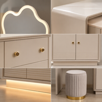 Table de toilette moderne haut de gamme en bois, réglable, multifonction, pliable, durable, avec miroir de maquillage éclairé, qualité export, pour chambre à coucher