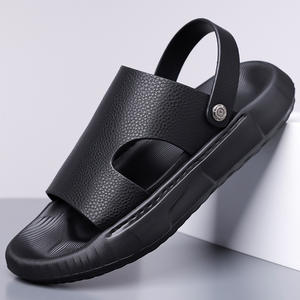 Chanclas para hombre para uso casual de verano, transpirables y con suela suave, chanclas modernas hechas de cuero. - Product Image 2