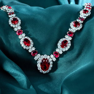 Ins vendita calda progetta <span class=keywords><strong>collana</strong></span> in argento 925 <span class=keywords><strong>rubino</strong></span> <span class=keywords><strong>rosso</strong></span> sintetico popolare europeo e americano di lusso - Product Image 4