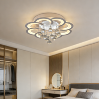 Plafonnier LED moderne JACKSUN pour la maison, en acrylique et cristal, lumière tricolore, lampe de plafond à intensité variable 20'' avec télécommande pour chambre à coucher