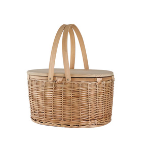 Cesta de Regalo para Picnic ZHIQUAN, Ovalada, de <span class=keywords><strong>Mimbre</strong></span>, Ratán, Aislada, Ecológica, Multifuncional, con Tapa de Bambú - Product Image 3