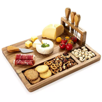 Bamboe Kaas Snijplank Set Met Mes En Vork Gereedschap Deli Schotel Fruit En Kaasplank Groenteboard Met Lade