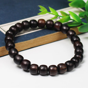 Cuentas de ébano pulidas a mano de 7x8 mm, pulsera unisex de madera natural para uso diario, joyería cultural coleccionable - Product Image 4