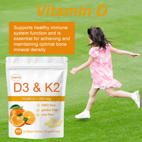 Vitamine D3 K2 300 gélules molles 10000 UI 2 en 1 Complément vitaminique 200 mcg MK-7 Soutient l'absorption du calcium Santé osseuse
