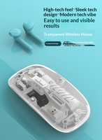 Souris sans fil rechargeable USB 2.4G double mode, ergonomique, transparente, 5 boutons, pour droitier, rétroéclairée, sans capteur photoélectrique
