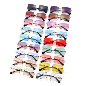 Frameless <b>Square</b> Sunglasses Metal <b>Frame</b> PC Lens UV400 Protection Women's Gradient Style Ocean Color Trendy Street Fashion - Product Image 1