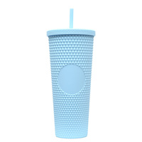 Gobelet isotherme en plastique à double paroi avec LED en forme de diamant - Tasse réutilisable pour adultes, résistante à l'eau bouillante et étanche