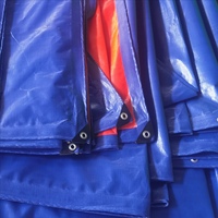 Bâche en PE robuste bicolore, bleu foncé à l'extérieur, orange à l'intérieur, anti-âldonnement, pour abri de stockage, entrepôt, ferme, chantier.