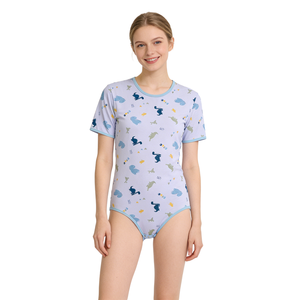 Mono de Dinosaurio Estampado para Adultos, 95% Algodón, 5% Elastano, con Mangas Cortas y Broches en la Entrepierna para Mujer - Product Image 4