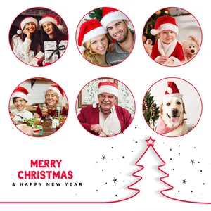 Custom Unisex Short Plush Xmas Decoration Decoraciones De Navidad Classic Red White Velvet Christmas Santa Hat For Kids Adults