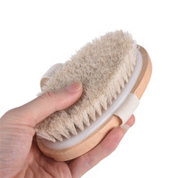 Brosse de bain ovale en bois, en poils de cheval doux, pour le bain et le Massage pour femmes,