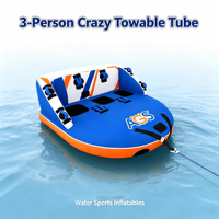 Bouée gonflable tractable pour 3 personnes, en PVC, pour sports nautiques, flotteur triple pour lac, rivière, mer, vente en gros