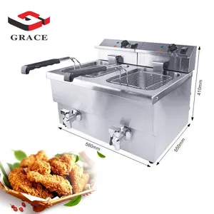 Equipamentos industriais pesados de cozinhar, elétrico protetor tanque duplo 12l + 12l frango máquina de fritadeiras profundas