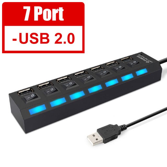 Noir 7 ports USB 2.0