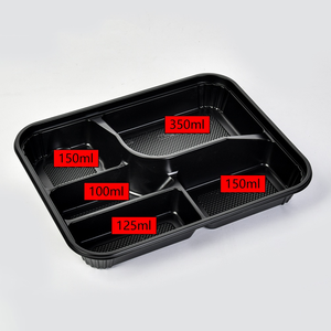 Caja de embalaje de alimentos segura para microondas PP negra personalizada, 5 compartimentos desechables de plástico para llevar comida Deli, contenedor de Almuerzo - Product Image 3