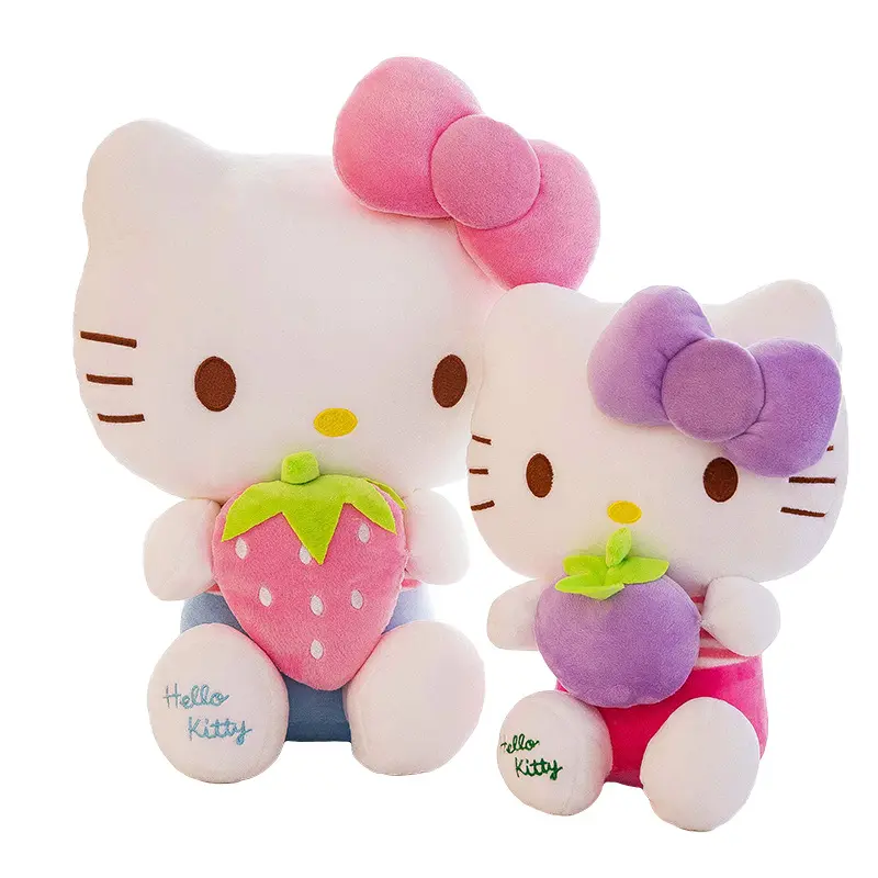 Wholesale fruit kitten doll Pink White Classic Hello Kitty Stuffed Plush Cartoon Toy Cat Anime Hello Kitty Plush