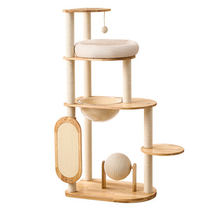 Árbol para gatos M01 de madera maciza de 124 cm, 4 niveles, rascador duradero para gatos medianos, uso doméstico - Product Image 4