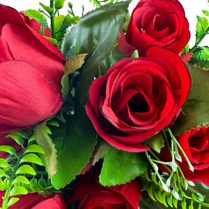 Fait à la main nouvelle soie Rose bourgeon fleur Bush X10 têtes Table centre de table pour noël saint valentin fête des mères décorations florales - Product Image 6