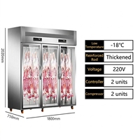 Réfrigérateur vertical commercial certifié CE pour la présentation de viande, congélateur de viande fraîche sécurisé, vitrine de présentation