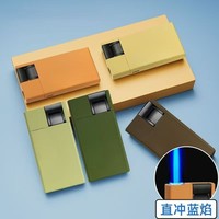 Briquet à gaz coupe-vent classique en métal avec logo personnalisé, couvercle dégradé, flamme bleue, rechargeable au butane, pour fêtes et publicité
