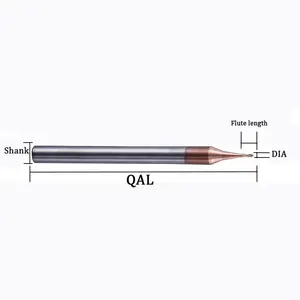 Fresa de 2 Bordes de aleación recubierta HRC60 de micro-diámetro, fresa de extremo de acero de tungsteno en bruto, herramientas de mecanizado CNC TBM