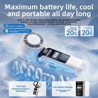 Ventilateur portable pliable à affichage numérique 100 vitesses avec fonction de compression de glace, mini-ventilateur de poche haute vitesse