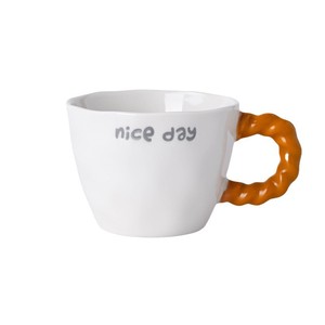 Creative <b>Ceramic</b> Mug With Threaded Handle Letter Print Single <b>Cup</b> For Coffee Milk Breakfast Household Use - Product Image 4
