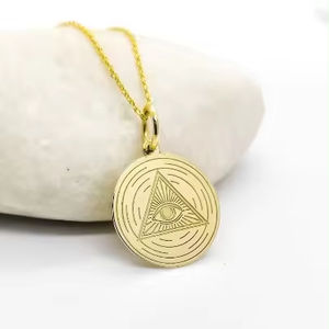 14K emas padat semua melihat mata kalung cakram emas liontin pribadi semua melihat mata pesona mata dari Providence perhiasan - Product Image 1