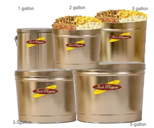 Benutzer definierte leere Lebensmittel qualität Gallone 1 Gallone 2 Gallone 3 Gallone 85 Unzen Gold Blechdose Popcorn Eimer mit Trenn griff Deckel