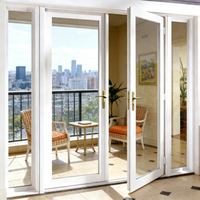 Portes à battants en PVC/UPVC à double vitrage, styles modernes, personnalisables en usine, caractéristiques coupe-vent, surface finie pour maisons et villas