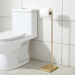 <span class=keywords><strong>Portarotolo</strong></span> da Bagno Autoportante Dorato Senza Foratura, Supporto per <span class=keywords><strong>Carta</strong></span> <span class=keywords><strong>Igienica</strong></span> in Metallo con Base Antiscivolo per Casa e Hotel - Product Image 3