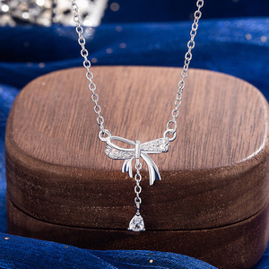 Cubic Zirconia 925 Sterling Silver Necklace Round Cut CZ Pendant Simulated Diamond Delicate Chain Bridal Jewelry - Product Image 1