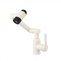 Robinet de cuisine en céramique XILAIDUN de haute qualité à poignée unique avec double mode de pulvérisation, finition blanc crème, construction en acier pivotant