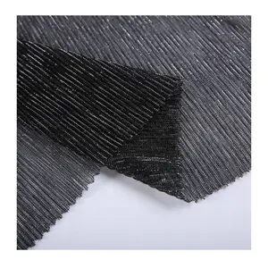 Soft Black 100% Polyester Dyeing Heavy Duty Knit Lurex Glitter Metallic Recycled Mesh Fabric