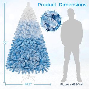 Sapin de Noël artificiel pré-éclairé de 1,80 m avec 250 lumières incandescentes blanc chaud, floqué, en PVC, avec support pliable en acier, modèle Lake - Product Image 3