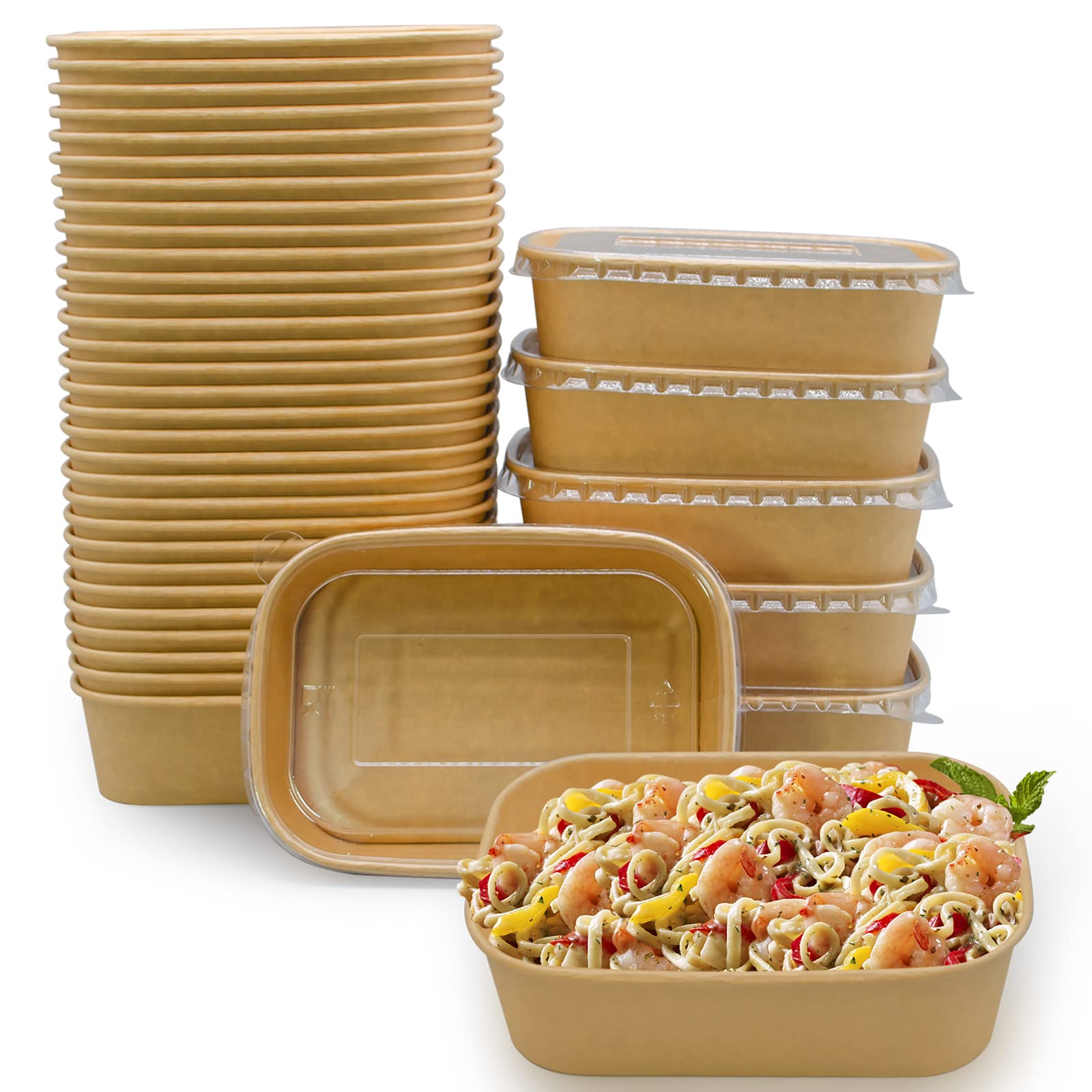 Rectangle Kraft Food Container Custom Take Out Fast Food Packaging Container Paper Box Paper Plates Bowls