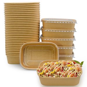 Hình chữ nhật Kraft thực phẩm <span class=keywords><strong>container</strong></span> tùy chỉnh đưa ra nhanh chóng bao bì thực phẩm <span class=keywords><strong>container</strong></span> hộp giấy giấy tấm bát - Product Image 1