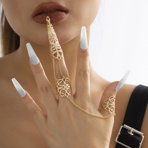 <strong>Long</strong> Nail <strong>Ring</strong> Jewelry <strong>Finger</strong> <strong>Rings</strong> Gothic Personality Hollow Out Metal Women Iron Trendy Opp Bag Environmental Friendly Open - Product Image 1