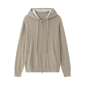 Sweat à capuche zippé léger pour <span class=keywords><strong>homme</strong></span>, coupe sport, en <span class=keywords><strong>laine</strong></span> mérinos 100% tricotée de qualité supérieure, <span class=keywords><strong>cardigan</strong></span> OEM - Product Image 4